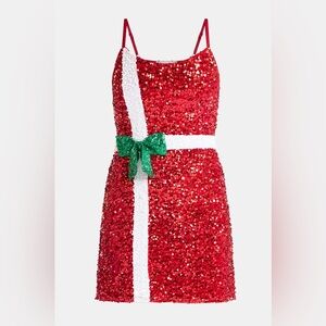 Festive Red & White Sequin Dress Christmas Present XS X Small No Boundaries NWT